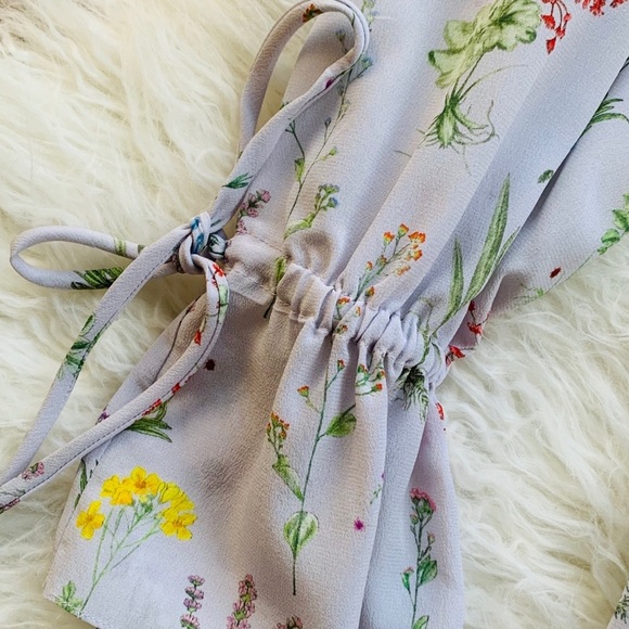 ALTUZARRA Christina Floral Georgette Print Silk Bell-Sleeve Lilac Blouse Size 38 - Picture 7 of 13